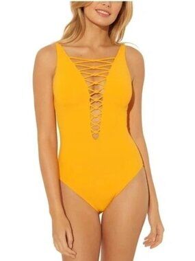 NWT Bleu Rod Beattie Womens Size 14 Core-Lace-Down Mio One-Piece Swimsuit NEW